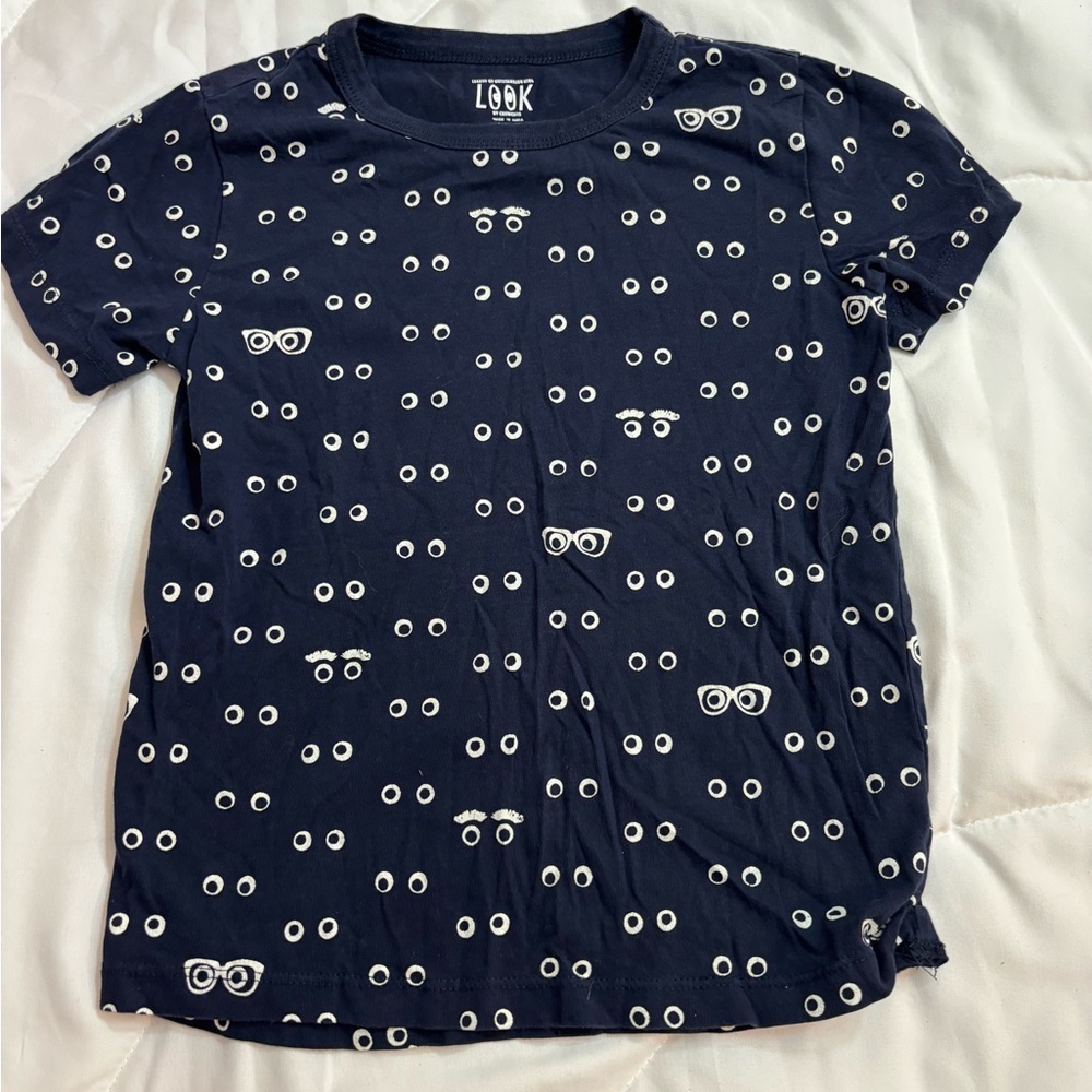 Adorable Navy Blue Kids Tee with White Eye Print size 6/7